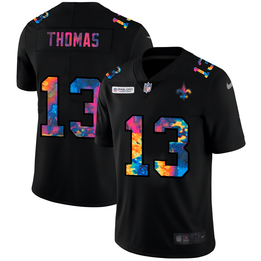 NFL New Orleans Saints 13 Michael Thomas Men Nike MultiColor Black 2020 Crucial Catch Vapor Untouchable Limited Jersey